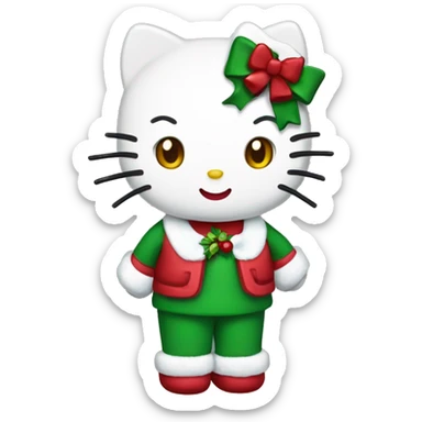 Hello kitty with Christmas clothes sticker