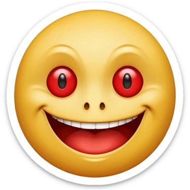 Insane smiley face who’s greedy and has red tired eyes  sticker