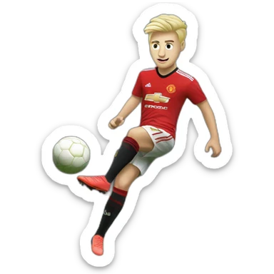 blonde manchester united player kicking sticker