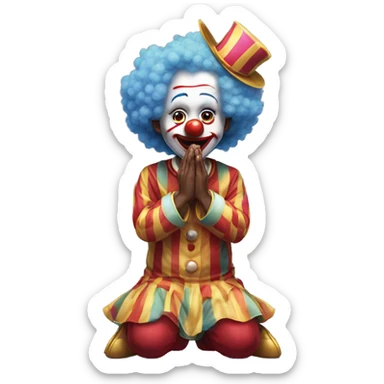Clown bowing down and kneeling in worship and praying  sticker
