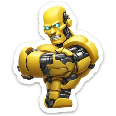 Flexing yellow mechanical cyborg bicep and arm sticker