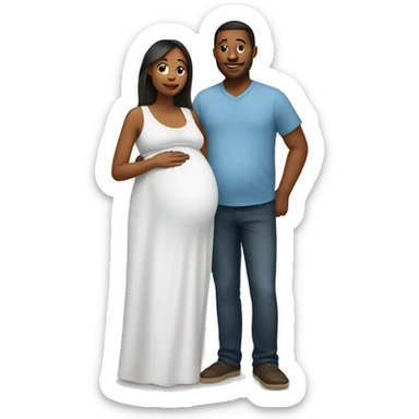 A pregnant woman with her husband  sticker