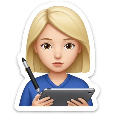 girl suing ipad with pen sticker