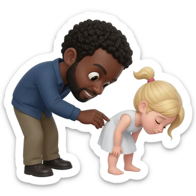 Black man bending over and spanking white girl in pigtails sticker