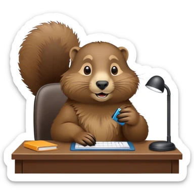 a marmot working at a helpline at a desk sticker