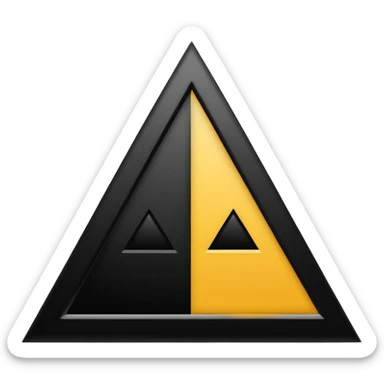 Minimalist, high-contrast emoji logo representing the Dark Triad personality traits. A clean black triangle as the main shape, inside three original symbolic icons:psychopaty, narcissim and machiavellianism .Smooth vector style,dark aesthetic, 4K. sticker