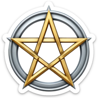 Silver pentacle with element signs sticker