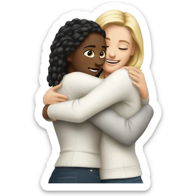 Hug two white women   sticker