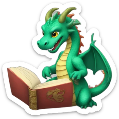 Dragon with a book sticker