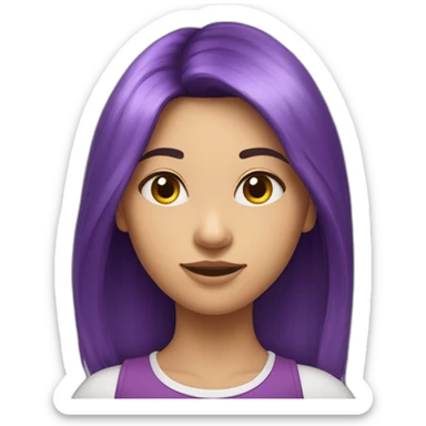 Fille au cheveux violets mi-long qui se tient debout droite en entier  sticker