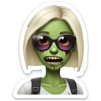 Zombie Girl in sunglasses makes a selfie sticker