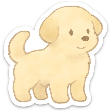 soft pastel puppy silhouette, Japanese hand-drawn kawaii style, full object sticker