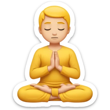 classic yellow emoji meditating, eyes closed, hands resting on knees sticker