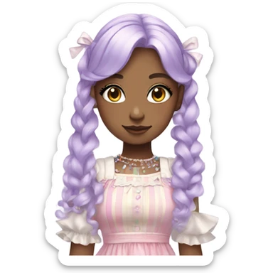 girl with light purple hair wearing a pastel rainbow lolita style dress sticker