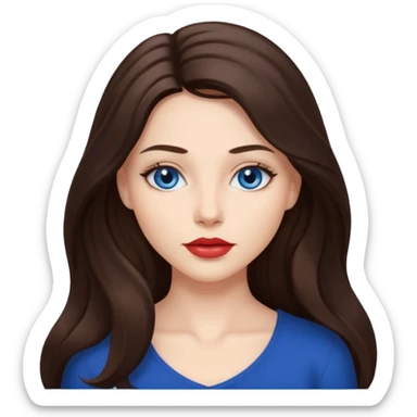 Woman with fair skin long brunette hair dark blue eyes and full lips sticker