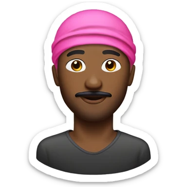 Black man with mustache and beard and pink durag  sticker
