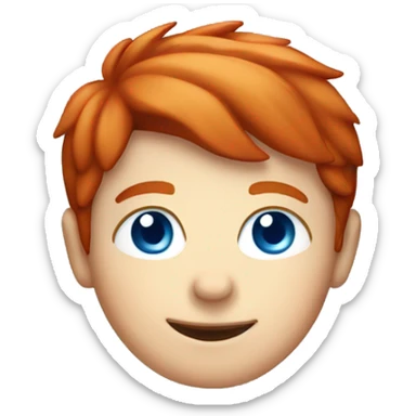 Red haired boy with blue eyes smiling and Christmas hat  sticker