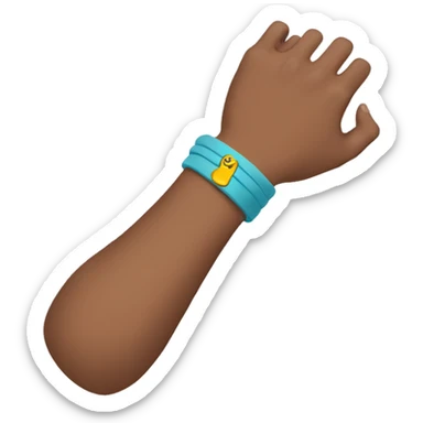 An arm with a bracelete sticker