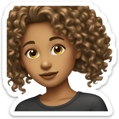 a girl emoji that is so beatiful with long curly hair black sticker
