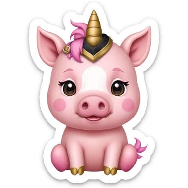 a cute pirate unicorn pig sticker