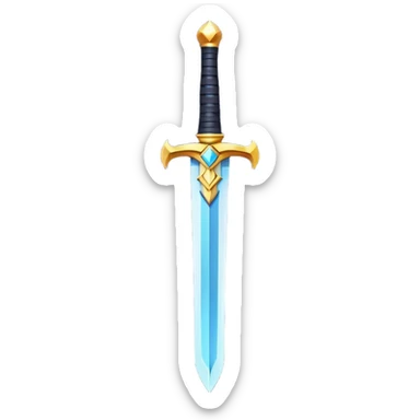Clash of Clans aesthetic: Cinematic Playful Pixel 3D Sword Portrait Emoji, rendered in a 3D vector-style similar to standard emojis with minimal shading and bold, simplified shapes. A compact, distinct form with signature details, softly glowing with a pixelated adventure charm. Simplified yet unmistakably iconic, highly detailed and consistent, glowing with a soft radiance and high shine. Stylized with a touch of classic pixel-art charm and a soft glowing outline, capturing the essence of a beloved gaming relic with a friendly, playful manner! sticker