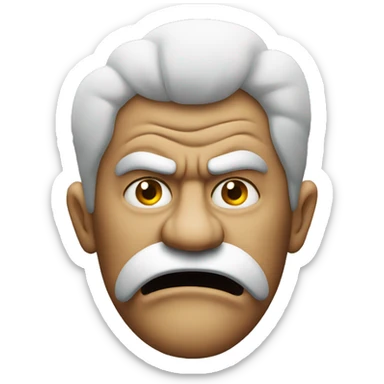 A angry man with smoke coming o and nose sticker