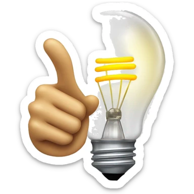 lightbulb and a pointing hand, symbolizing a helpful tip or recommendation sticker