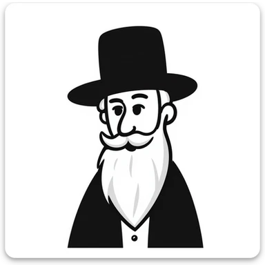 hand-drawn doodle of a Jewish rabbi with beard and hat, simple lines sticker