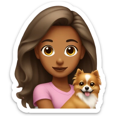 Young tanned girl with Pomeranian sticker