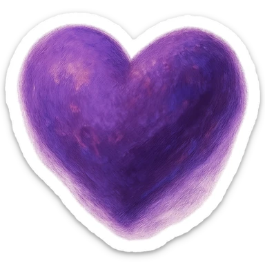 purple heart, ghibli style, painterly, no text, transparent background sticker