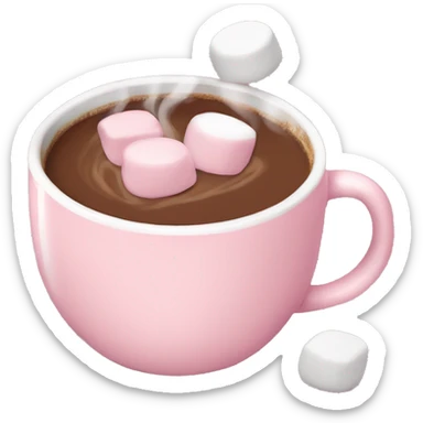 Light Pink mug of hot chocolate with marshmallows  sticker