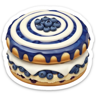 blueberry biscuit with white icing swirls on top sticker