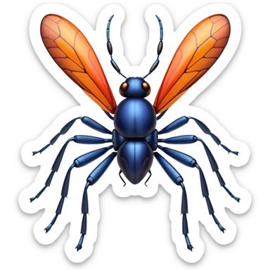 3D iPhone style emoji of a cute bug, colorful and detailed, six legs, shiny exoskeleton, isolated on white background, soft shadows, high detail, playful and cute. sticker