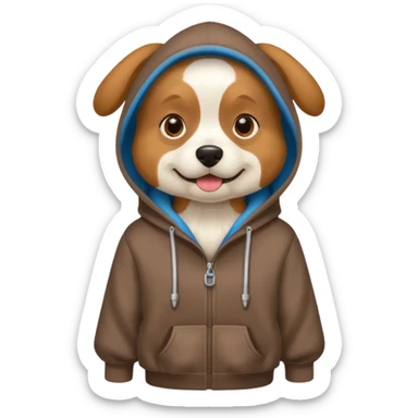 ￼ a dog wearing a hoodie sticker