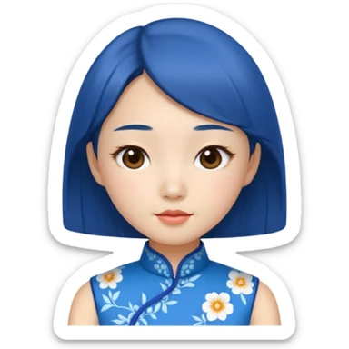 blue cheongsam girl, korean sticker
