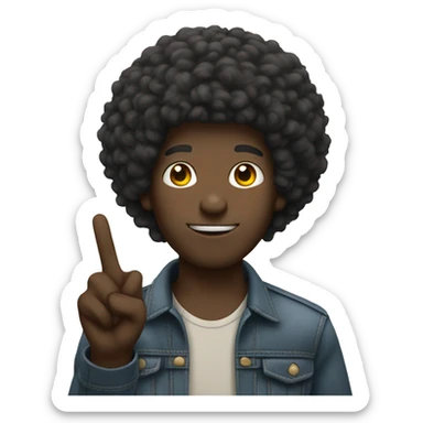 black guy with afro holding peace sign sticker