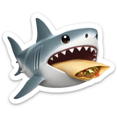 a shark eating a burrito sticker