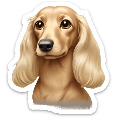 Light Beige color long hair long face small eye dachshund full body  sticker