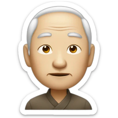 Chinese old guy looks very sleepy eyes almost close sticker