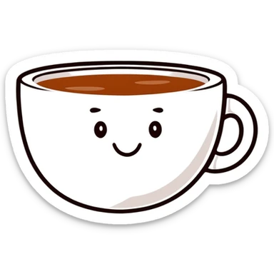 Cute tea cup with a happy face sticker