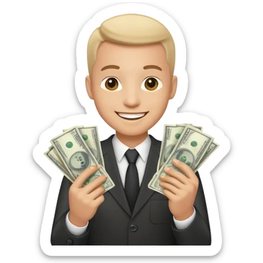 happy businessman with money sticker