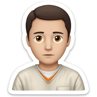 Jack Bolton from Poison with light skin, brown eyes, dark brown hair, ivory inmate outfit  sticker