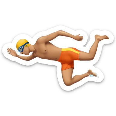 Sporty emoji of a swimmer diving into a pool, side view, dynamic motion, clear diving posture, splash effect, bold colors, emoji s sticker