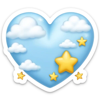 light blue heart with clouds and stars sticker