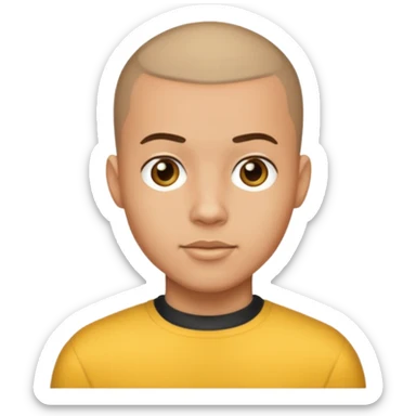 A light skin guy w a buss cut sticker