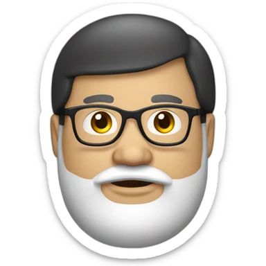 Overweight man with dark hair wearing miniature skullcap on head, beard and glasses. sticker