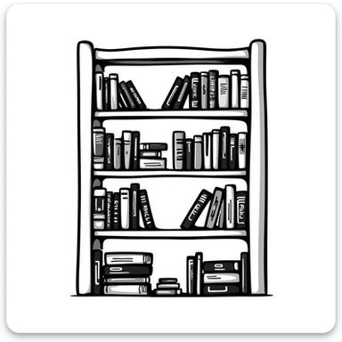 bookshelf filled with many books sticker