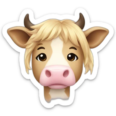 Cow with long blonde hair uwu sticker