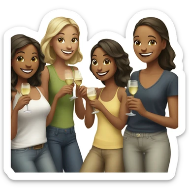 Girls having fun in a bar White drinking wine sticker
