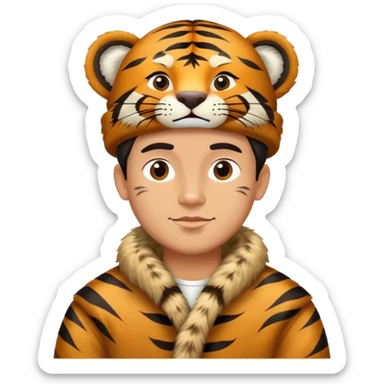 Ancient Russian boyar tiger with fur coat and hat sticker